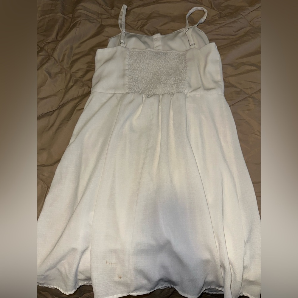 NAIF White Button-Front Mini Dress L - Picture 9 of 10